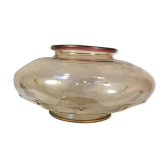 Large flattened ball vase in Art Deco blown glass