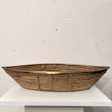 Bamboo and brass “boat” basket 1970