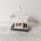 Cage for metal decoration, white patina and rattan, wedding decoration, aviary