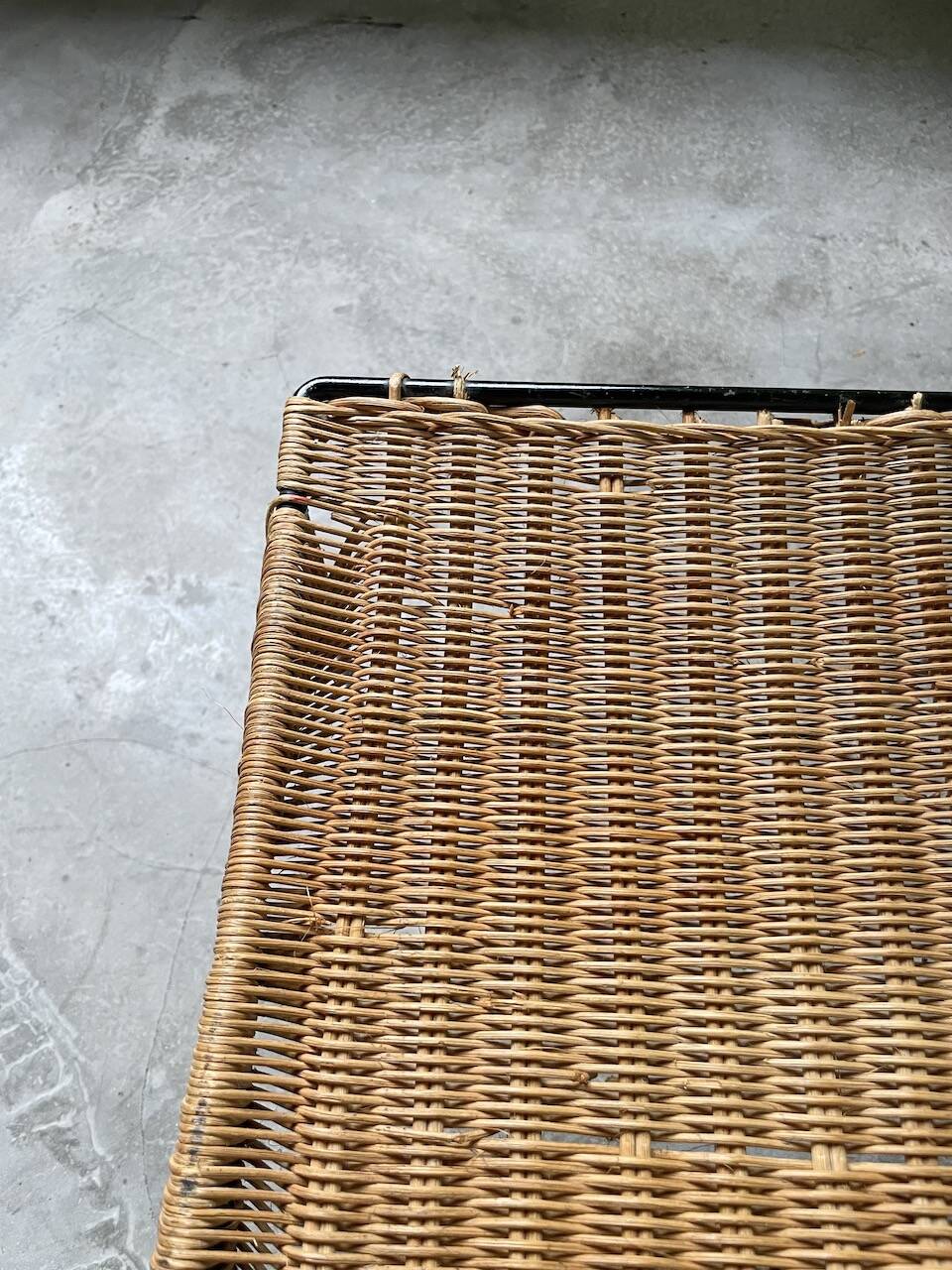 Set of three Raoul Guys wicker and metal stools