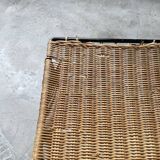Set of three Raoul Guys wicker and metal stools