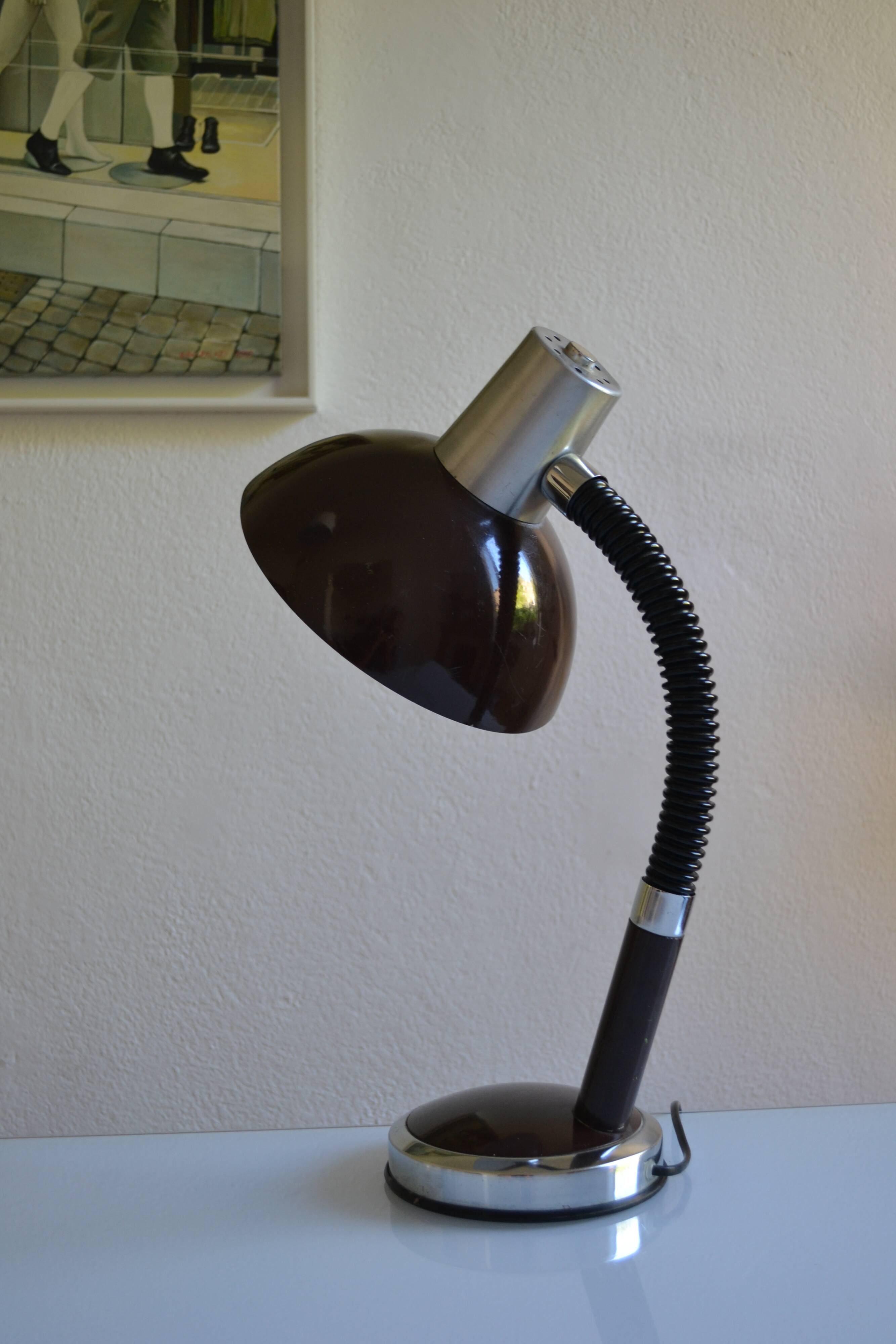 Vintage desk lamp France brown 70s 1970
