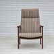 1970s, Danish highback armchair, furniture wool, teak wood, original.