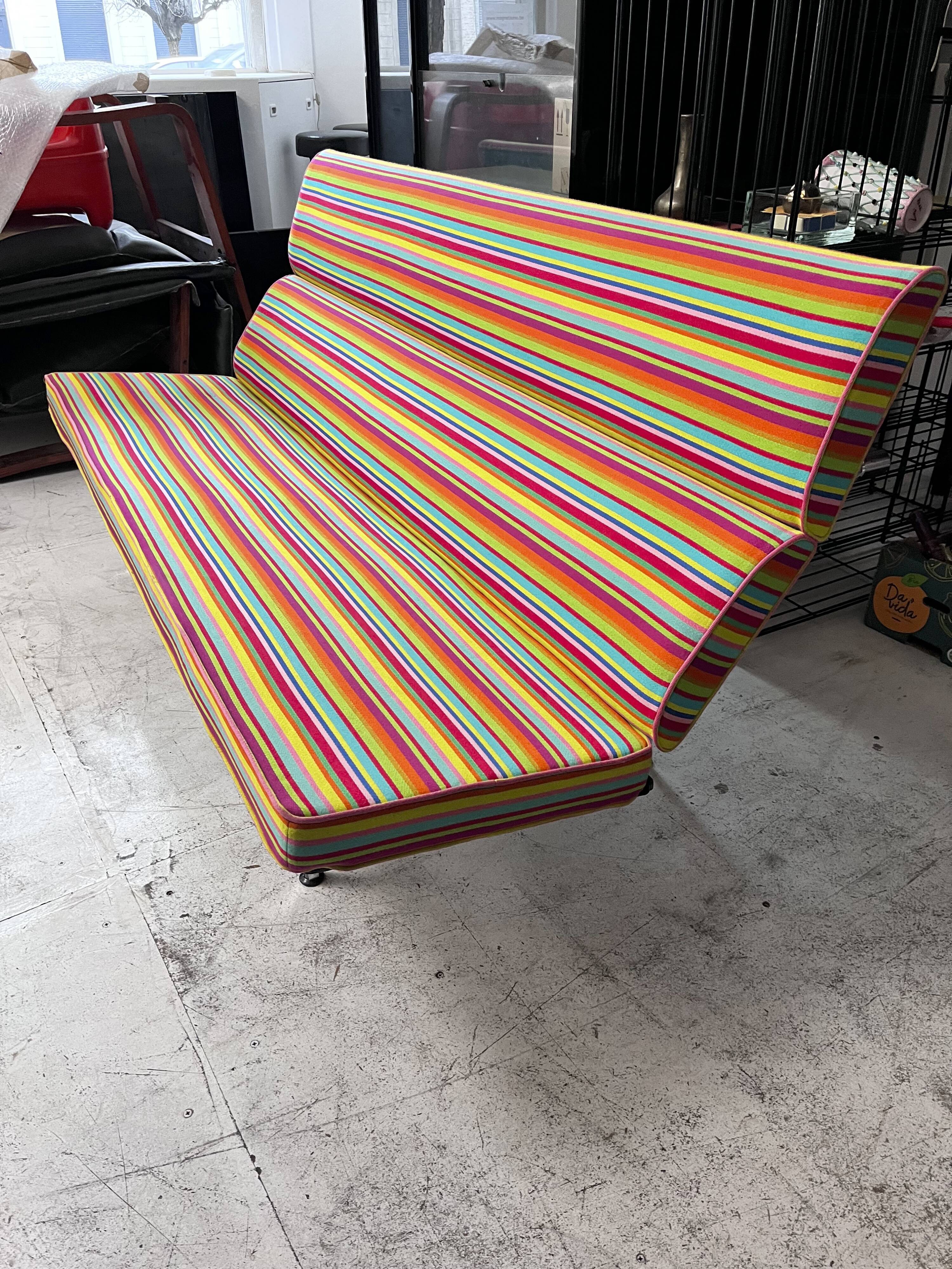 Compact sofa Eames Vitra Alexander Girard Miller stripe fabric