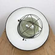 Industrial Grey Enamel Factory Cage Pendant Lamp in Cast Iron from Zaos, 1960s