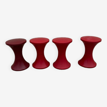 Set of 3 red and burgundy stools