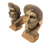 Pair of Heavy Antique Chenets (Fireplace Andirons) – Cast Metal, 10–15