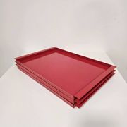 Vintage Italian Red Metal Trays / Mid-Century Modern Decorative Servin