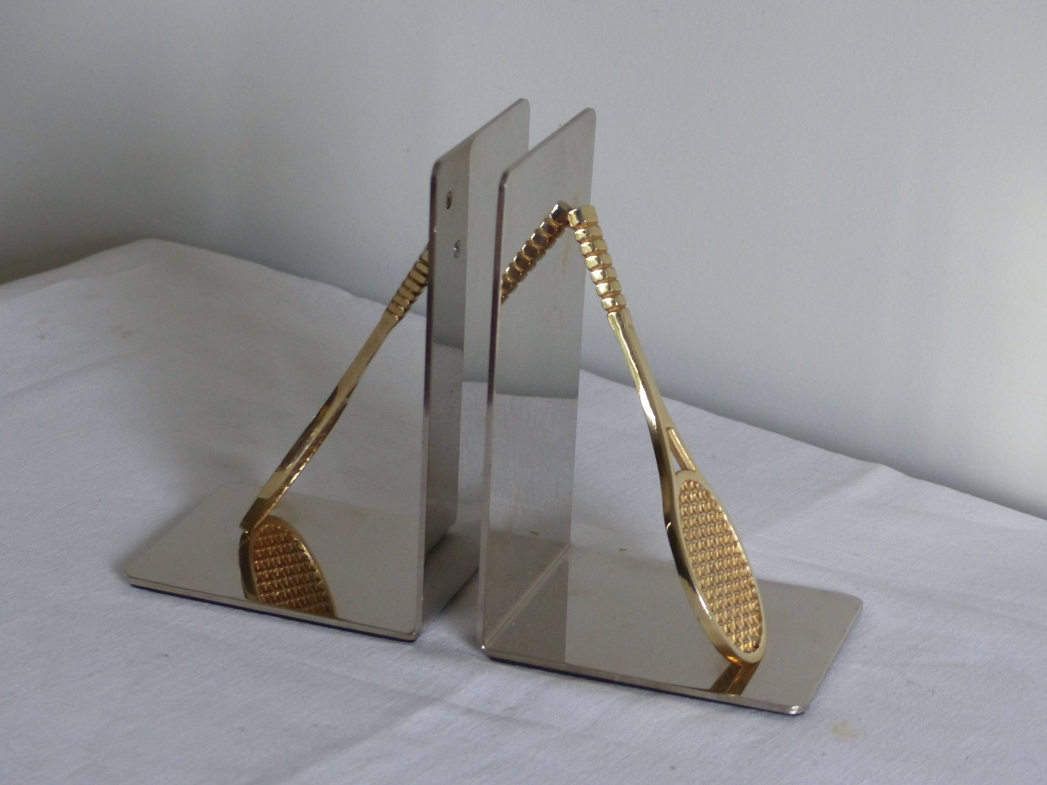 Pair of bookends, tennis racket.