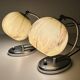 Pair of art deco lamps, chrome glass