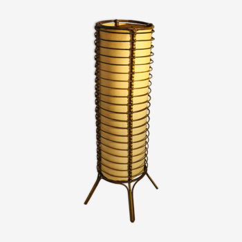 Floor lamp in rattan and japanese paper