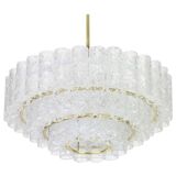 Lustre à tubes en verre glace Murano par Doria, Allemagne, années 1960