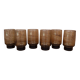 6 Smoked glasses with thick legs from the 70s