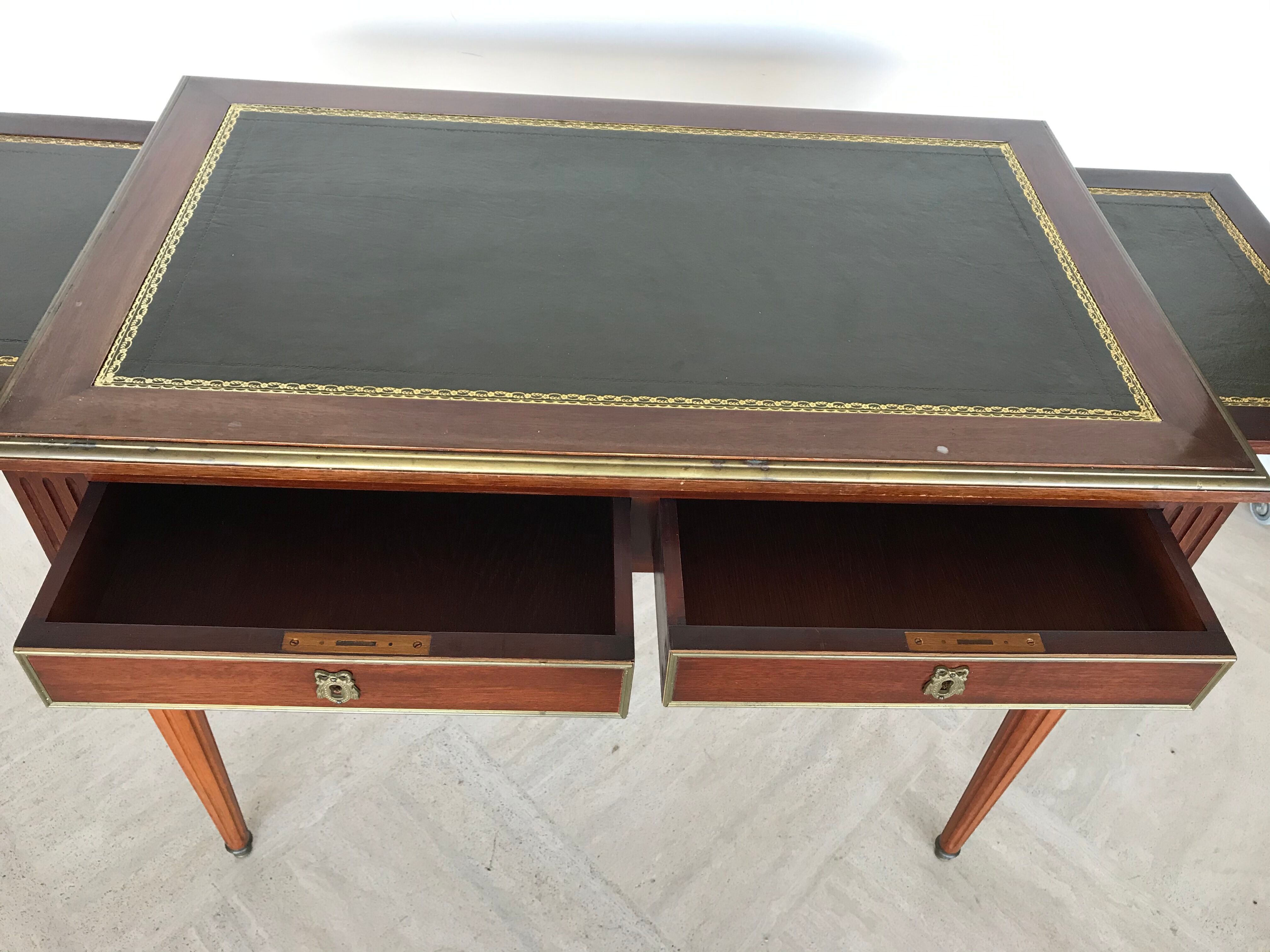 Louis XVI style desk, leather top with two side zippers