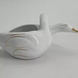 Vintage white and gold porcelain two swan planter