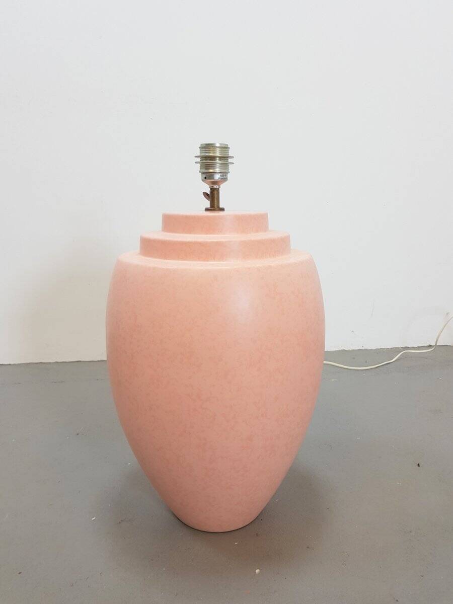 Large Pink Ceramic Table Lamp from Kostka, France, 1970s