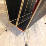 Magazine holder in gold metal and black / vintage dressing 60s-70s