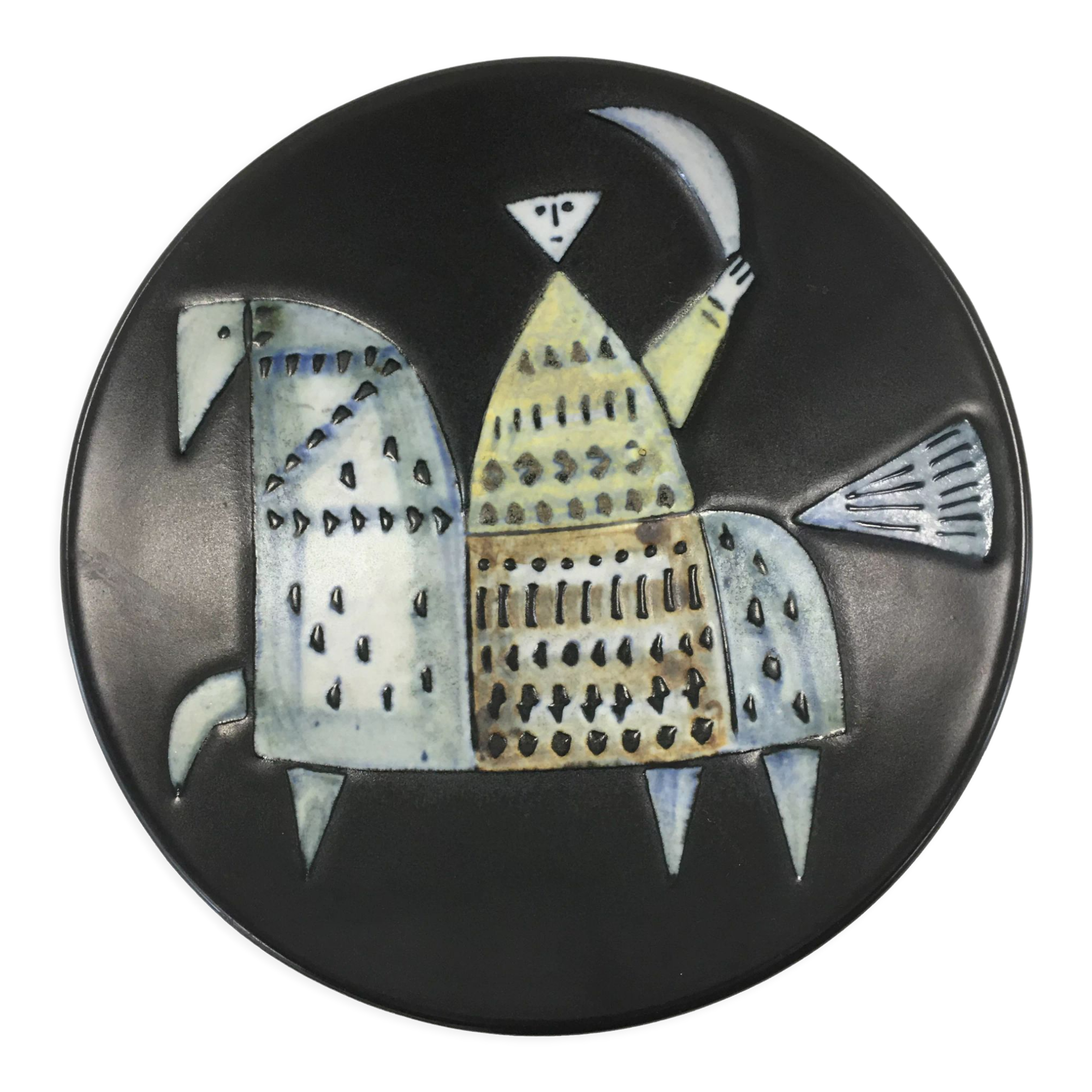 Decorative dish in glazed stoneware, "varite", lisa larson, gustavsberg, 60's