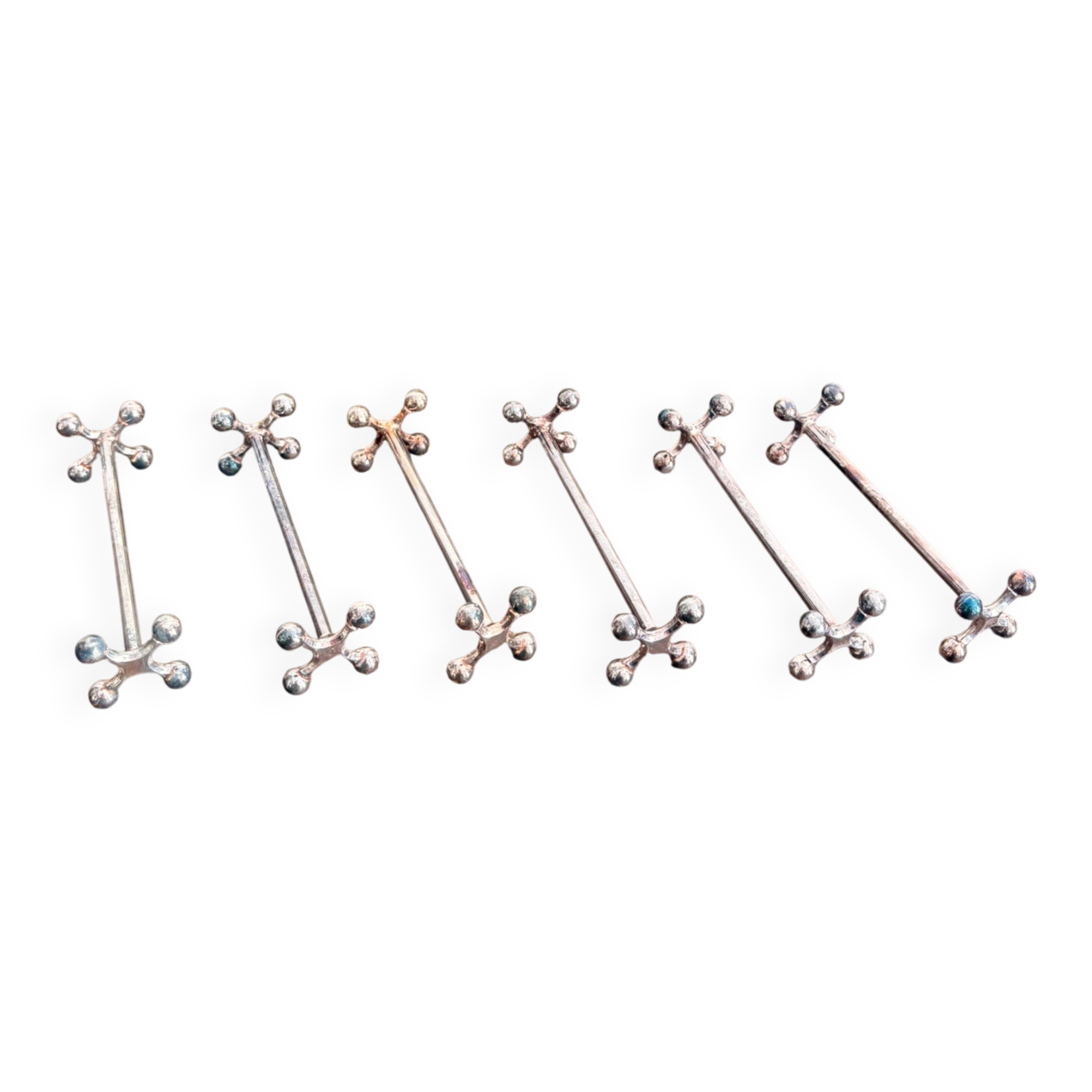 6x knife rests Christofle Silver-plated Christofle "4 Balls"