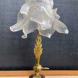 Bronze and glass paste swan neck lamp from the 1960s.