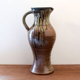 Glazed pyrite stoneware pitcher