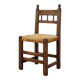 19th Century Spanish Hand-Carved oak Side Chair with Velour Seat