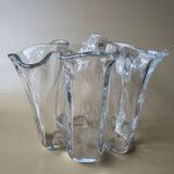 Sompex MCM vintage tissue vase: large clear textured glass