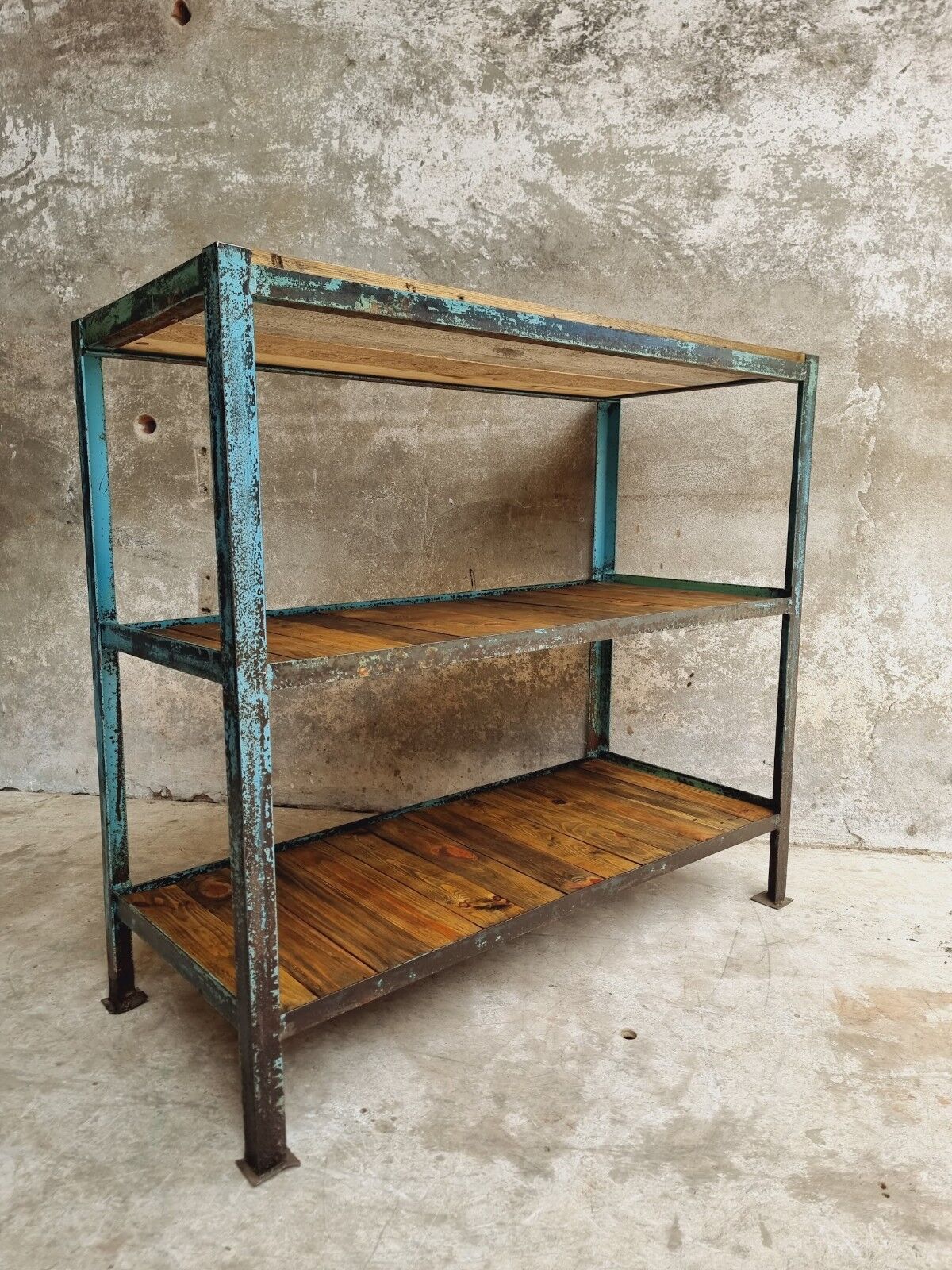 Industrial shelving unit sidetable kitchen rack pastel blue