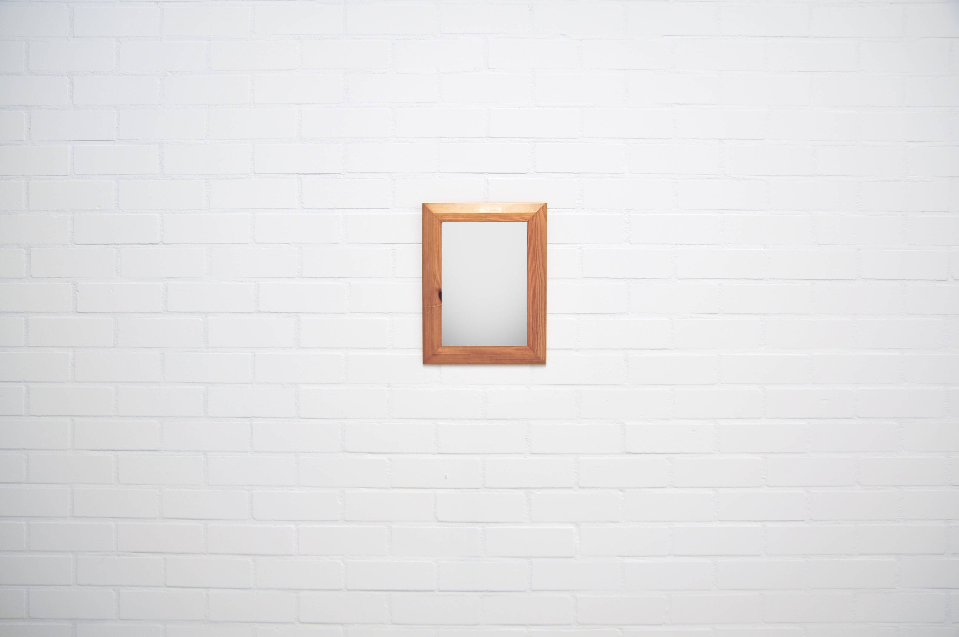 vintage pine small rectangular mirror