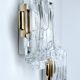 Pair of vintage wall lamps, glass and bronze gilded with fine gold