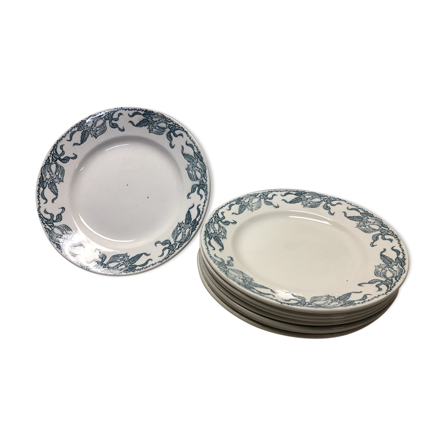 Set of 8 plates Longwy Tournefeuille