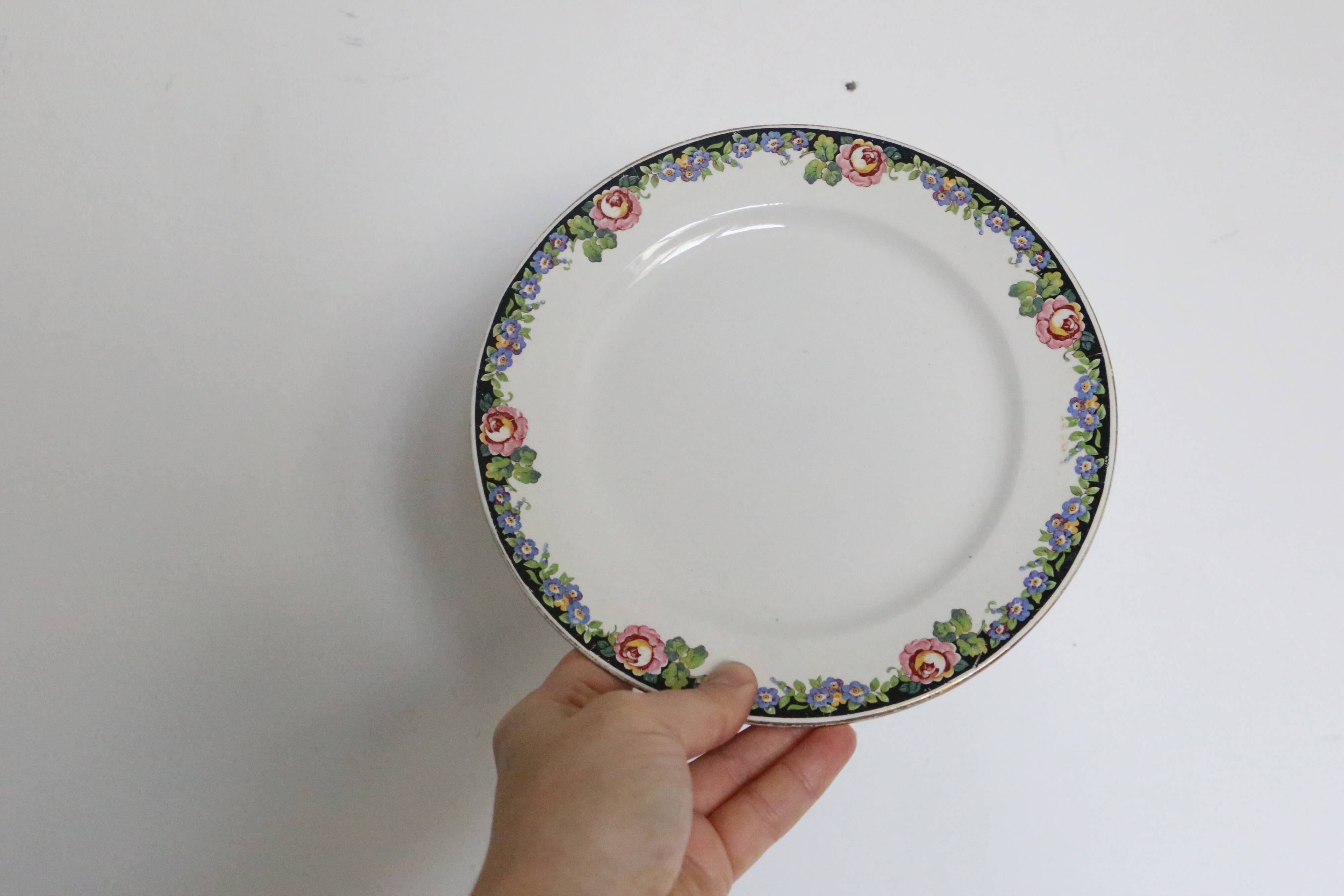 Set of 4 dessert plates Digoin Sarreguemines, vintage French, authentic, rare