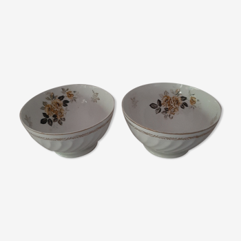 Duo bols déjeuner porcelaine dorée