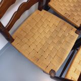 Set of 6 vintage Arts & Crafts chairs in Antonio Calligaris style in rope oak wood from the 50s