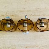Set of 3 vintage wall lamps in smoked plexiglass, circa 1970's