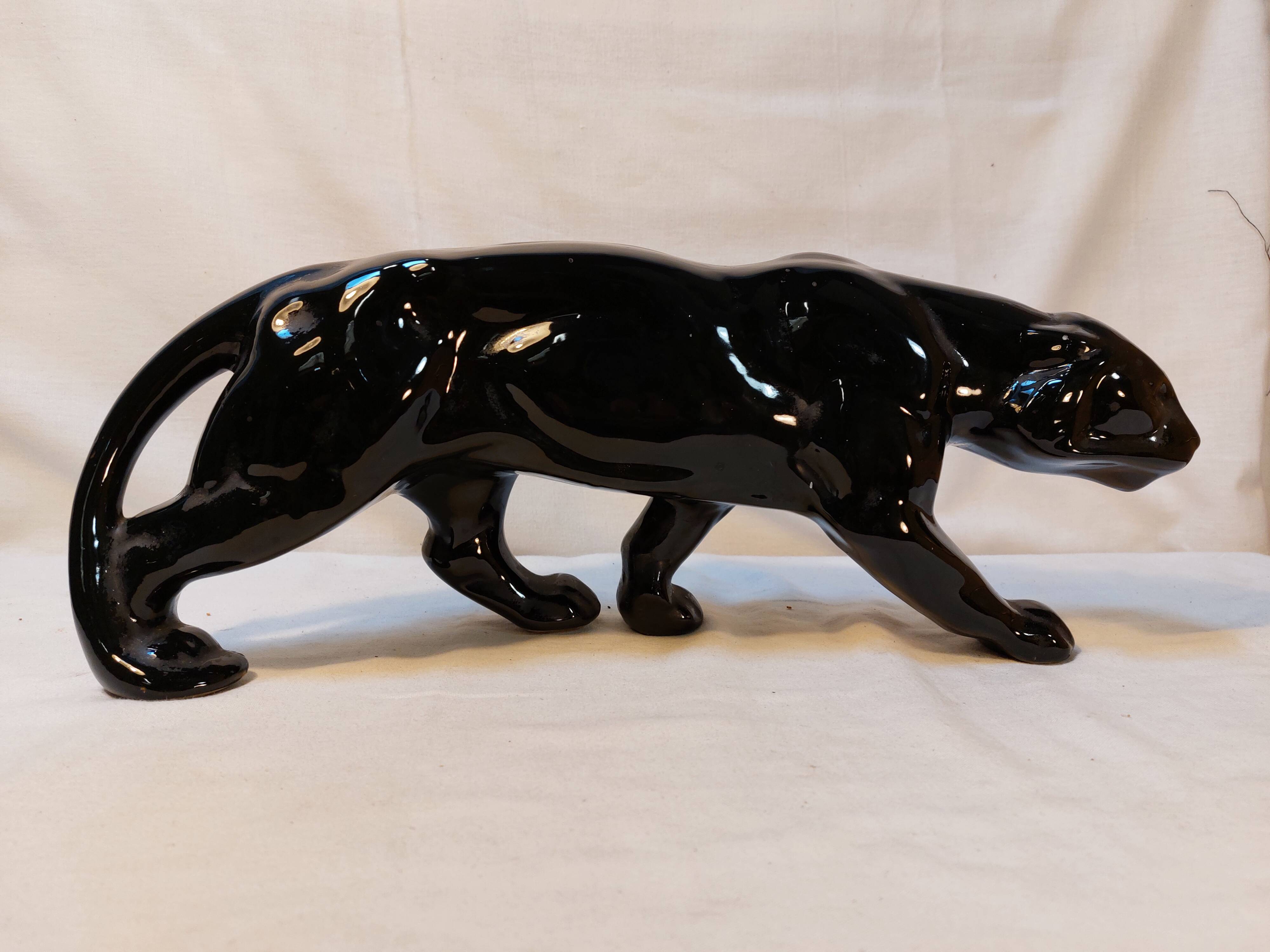 Art Deco Style Black Panther Ceramic
