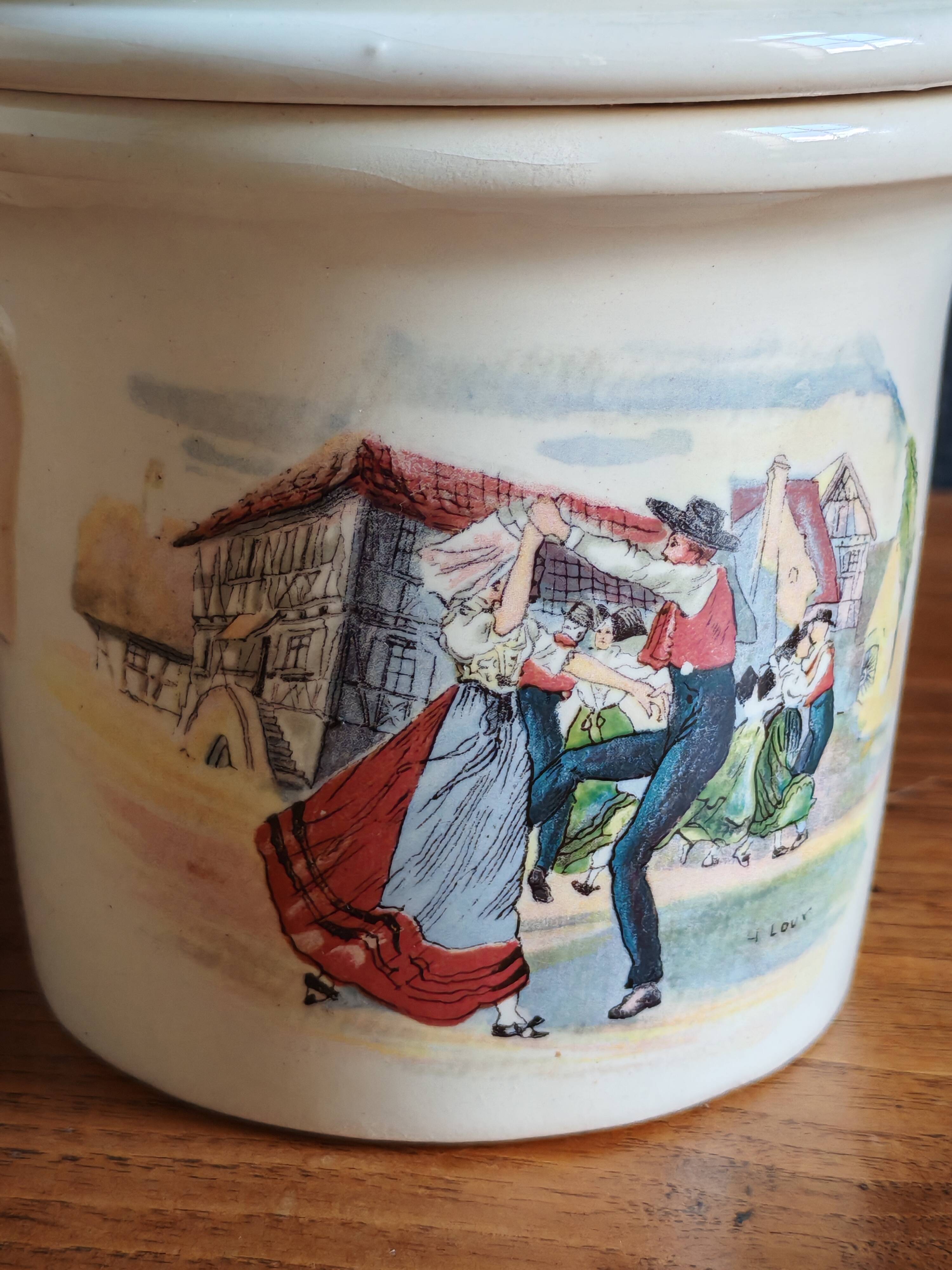 Old-Fashioned Foie Gras Terrine SARREGUEMINES Simplex - Decorated with Alsatian Scenes