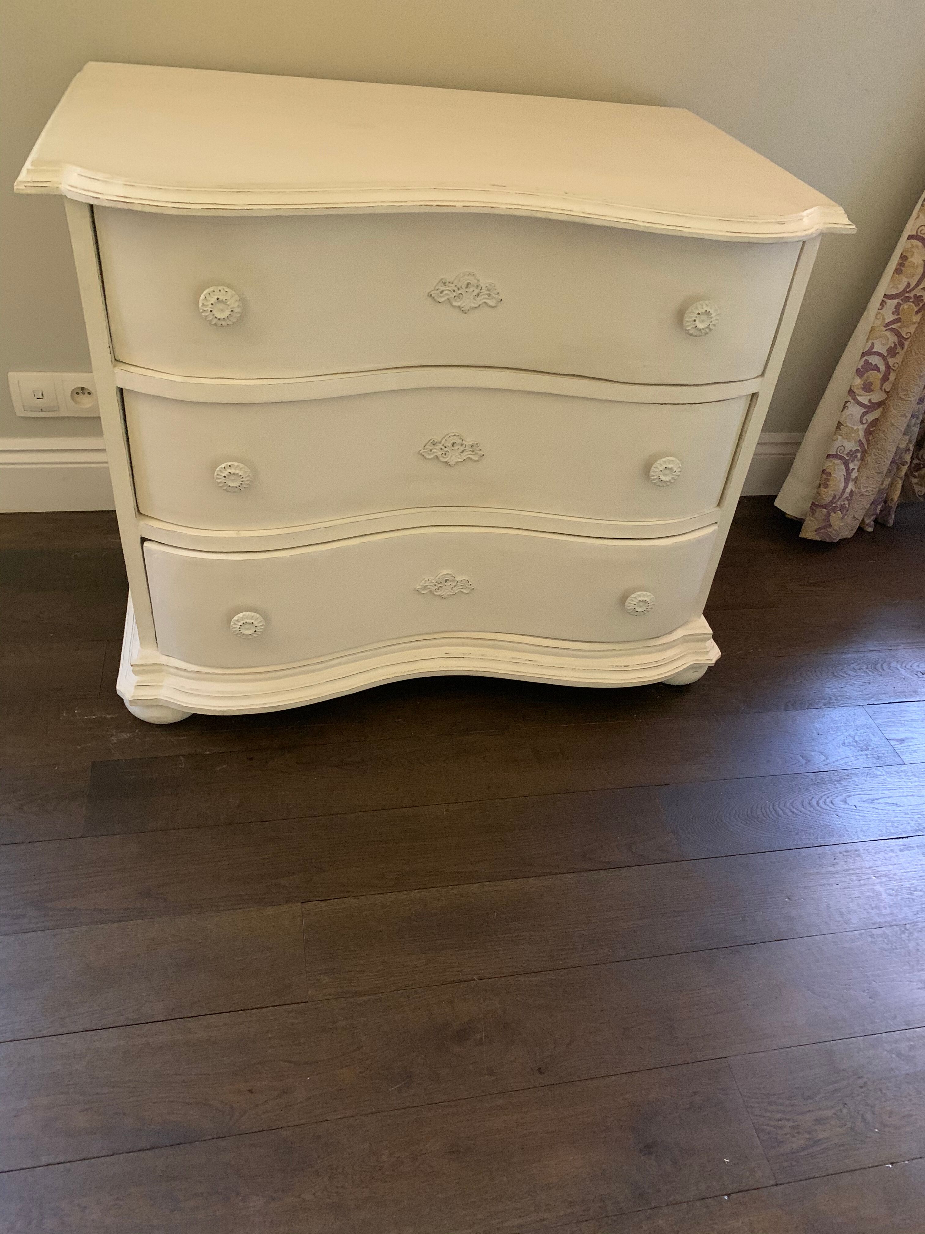 Old white repainted dresser