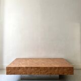 Coffee table with elm burl, integrated drawers, Mahey for Roche Bobois 1970.