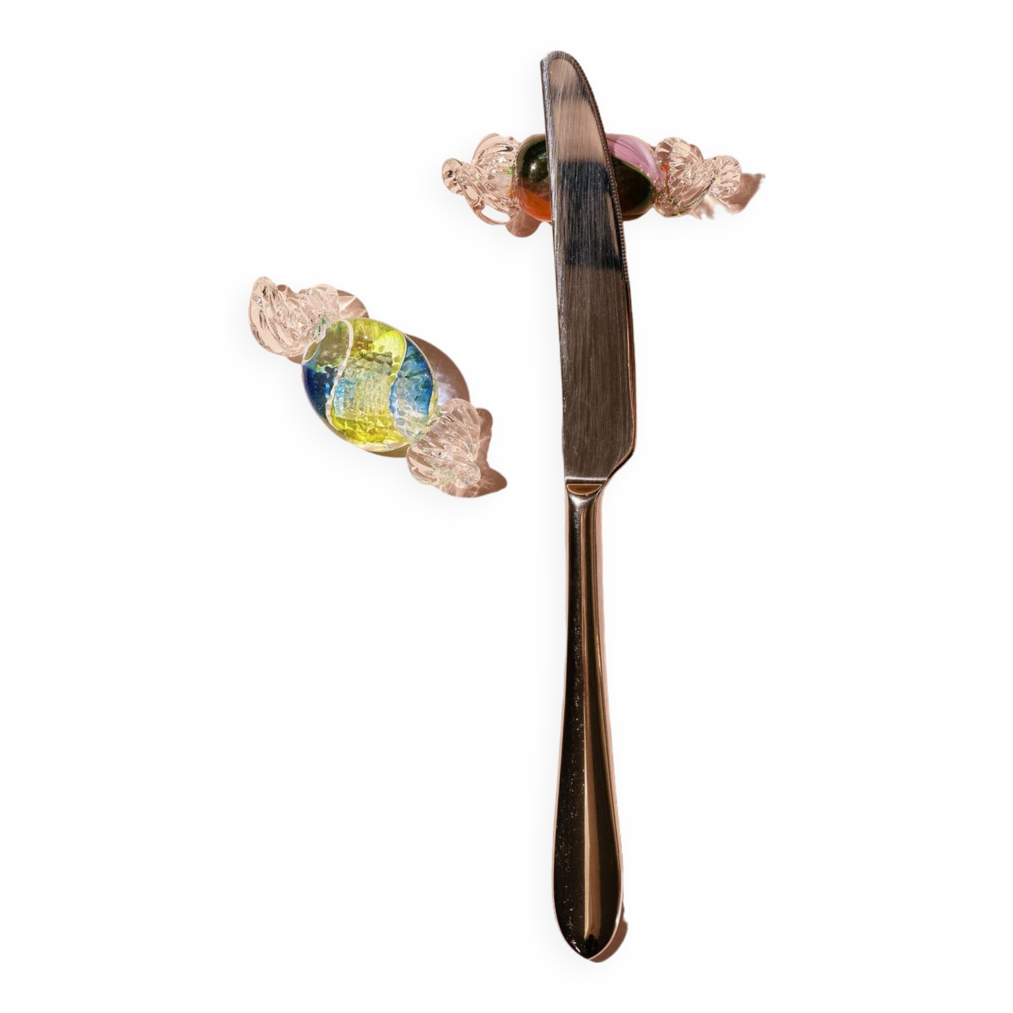 Mouthblown Crystal candy - cutlery rest