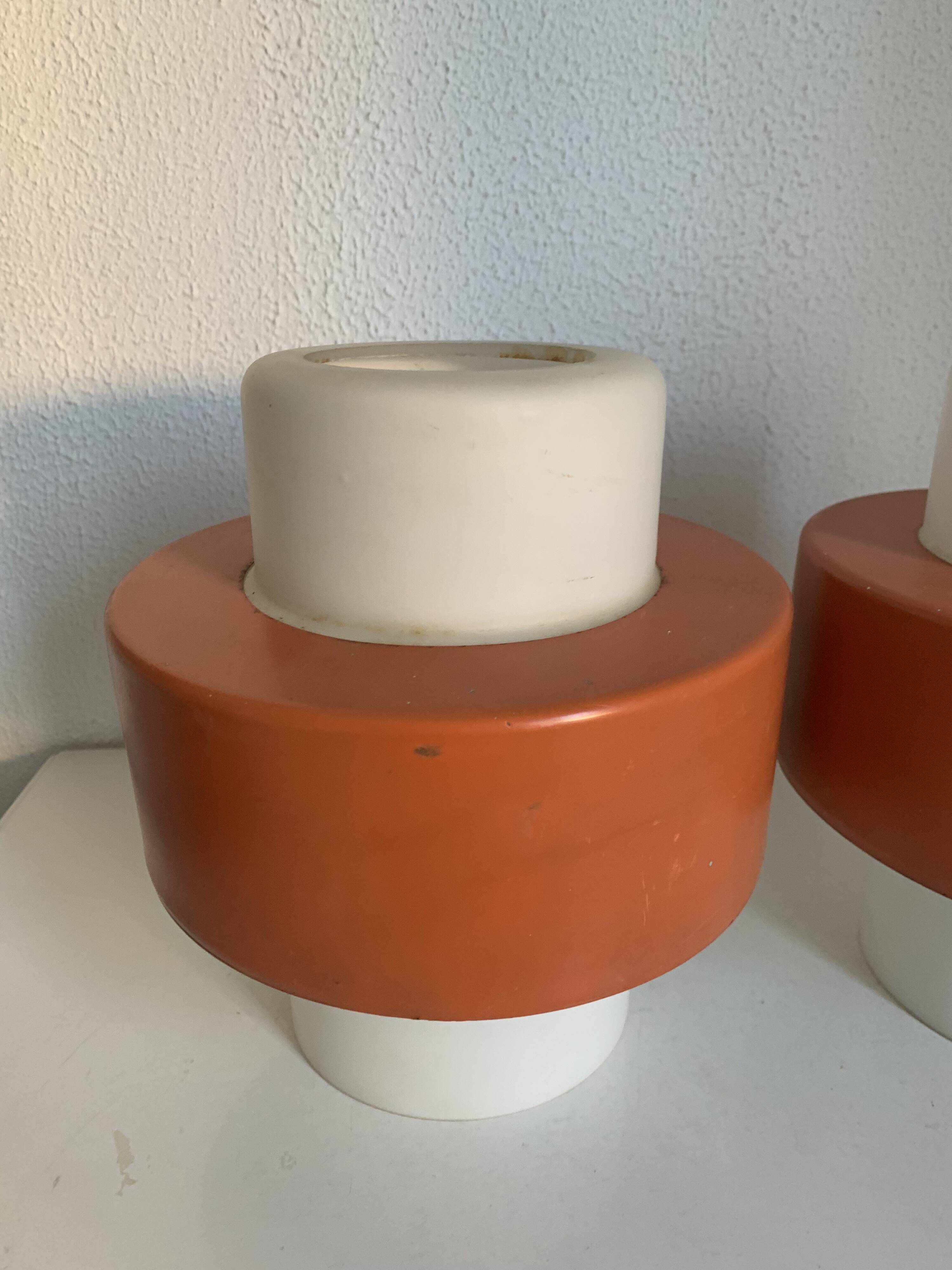 Paire suspension vintage 1960 Louis Kalff "Lierre" Philips carotte - 22 cm