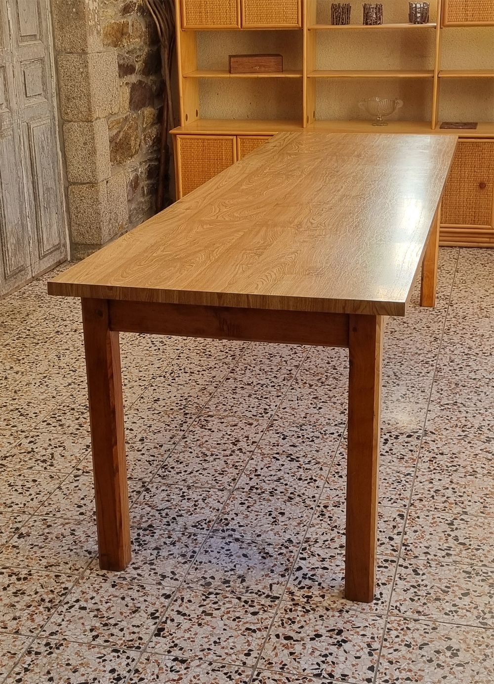 Table formica imitation wood, vintage, 70s