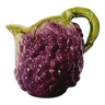 Barbotine ceramic pitcher in the shape of a Grape Vegetable and handle in the shape of a vine branch