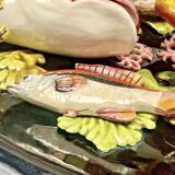 Large Vallauris slip dish 57x25 cm lobster fish