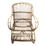 Vintage 70s rattan wicker armchair