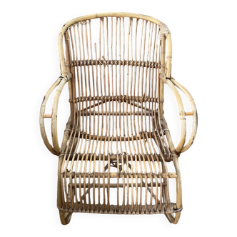 Vintage 70s rattan wicker armchair