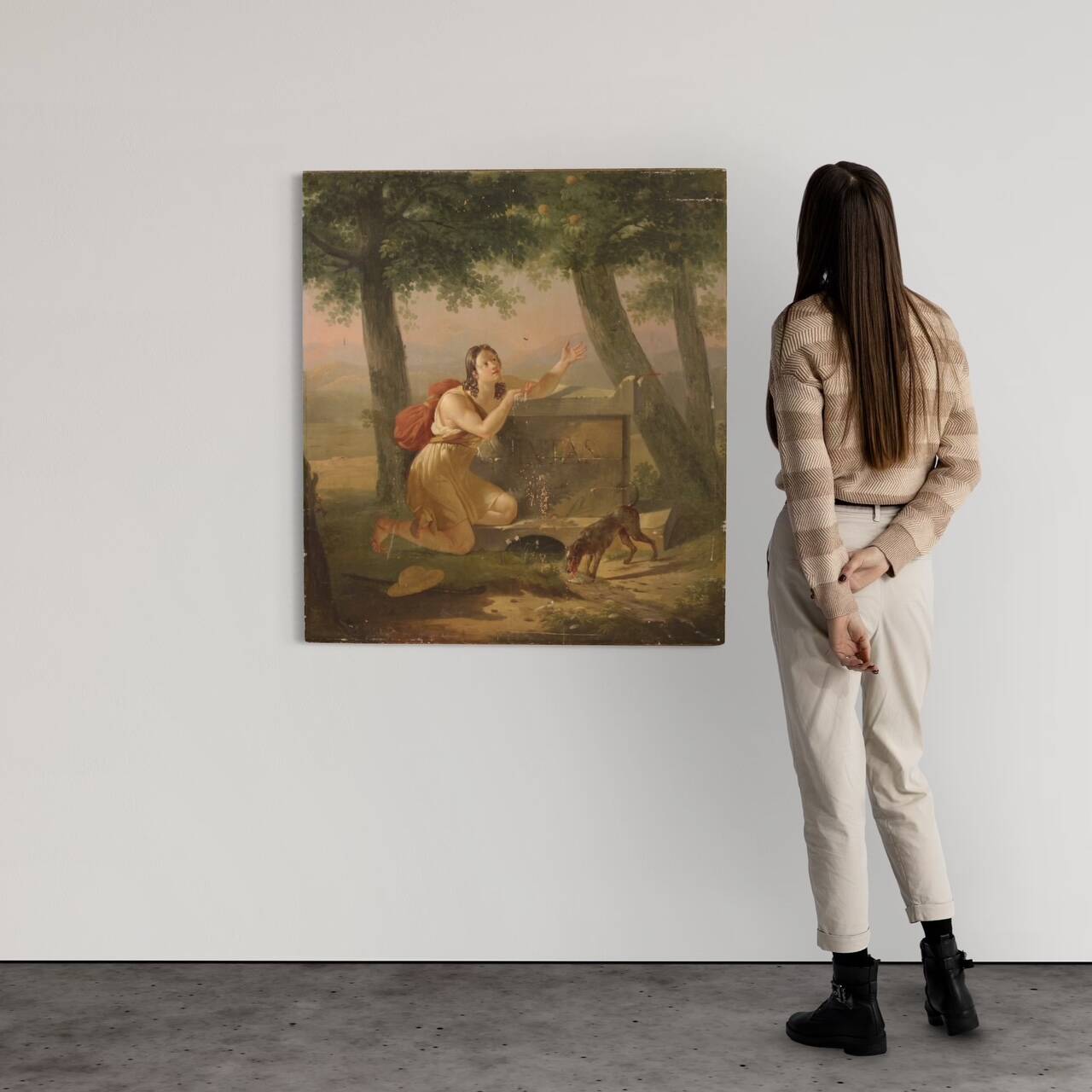 Large 19th century neoclassical painted panel