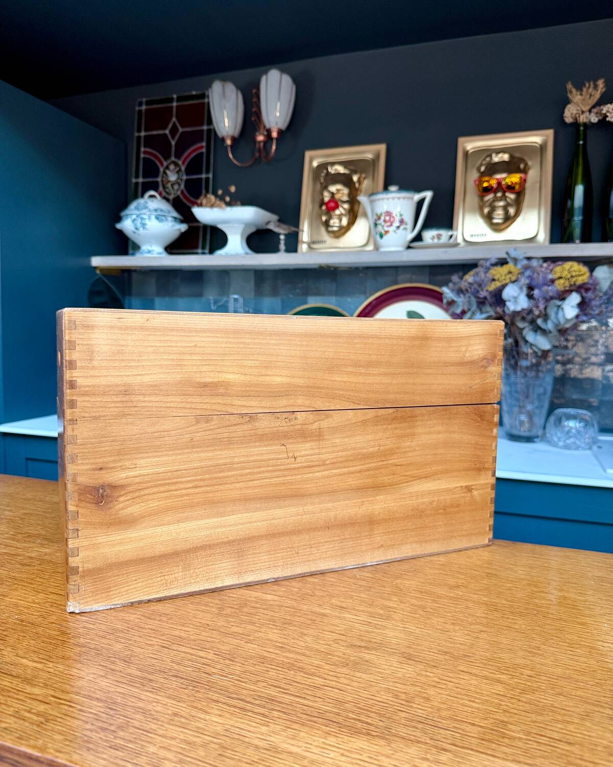 Large old wooden jug box