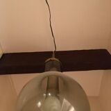 Lustre suspension boule verre et laiton vintage