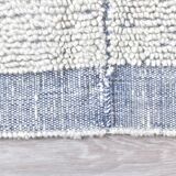 100% Wool Blue & White Moroccan Rug 136x211Cm